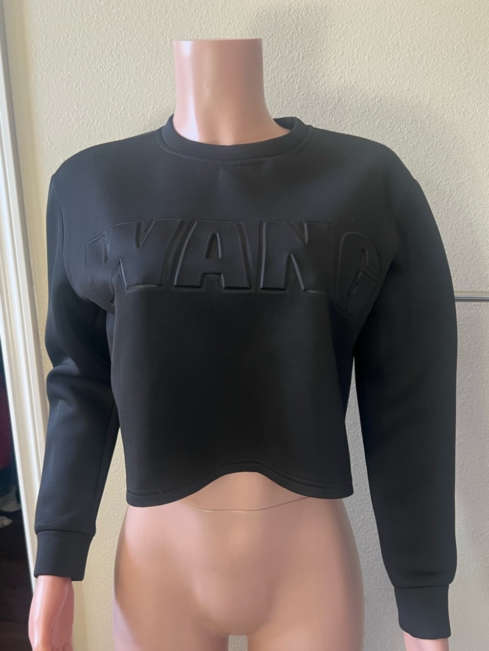 A. WANG Black Embossed Logo Cropped Sweatshirt. Size M. - Picture 4 of 7